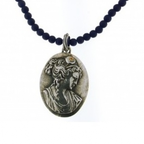 Collier met lavasteen in donkerblauw ref. 6858