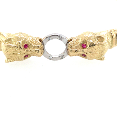Gouden armband met robijntjes en diamanten ref. 940100530400012